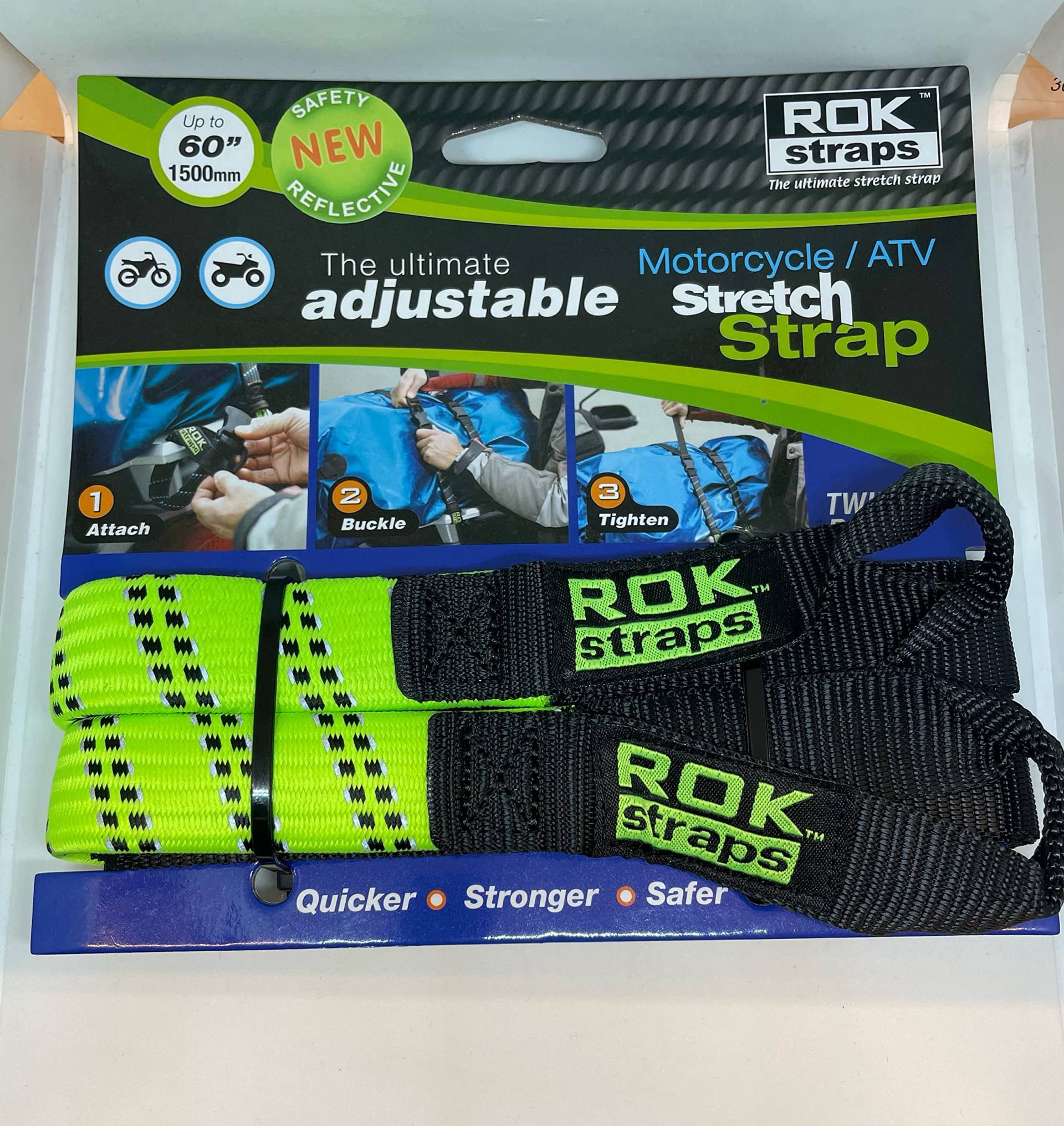 ROKSTRAPS STRECH STRAP REFLECTIVE SAFETY GREEN_BLACK von SXI