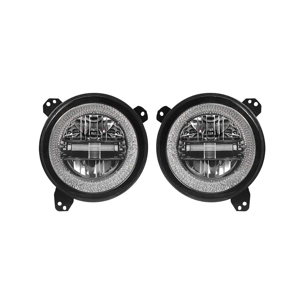 SXMA JL1169 Frontscheinwerfer mit RGB-Ring, Aluminiumlegierung, für JL Wra ngler ab 2018 von SXMA