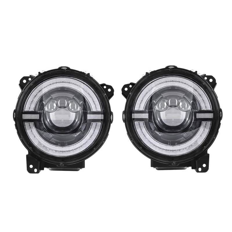 SXMA LED-Scheinwerfer, 22,9 cm, rund, Schwarz und Chrom, 30/60 W, H/L Beam Blinker, LED-Scheinwerfer für Jee P JL W Rangler ab 2018 von SXMA