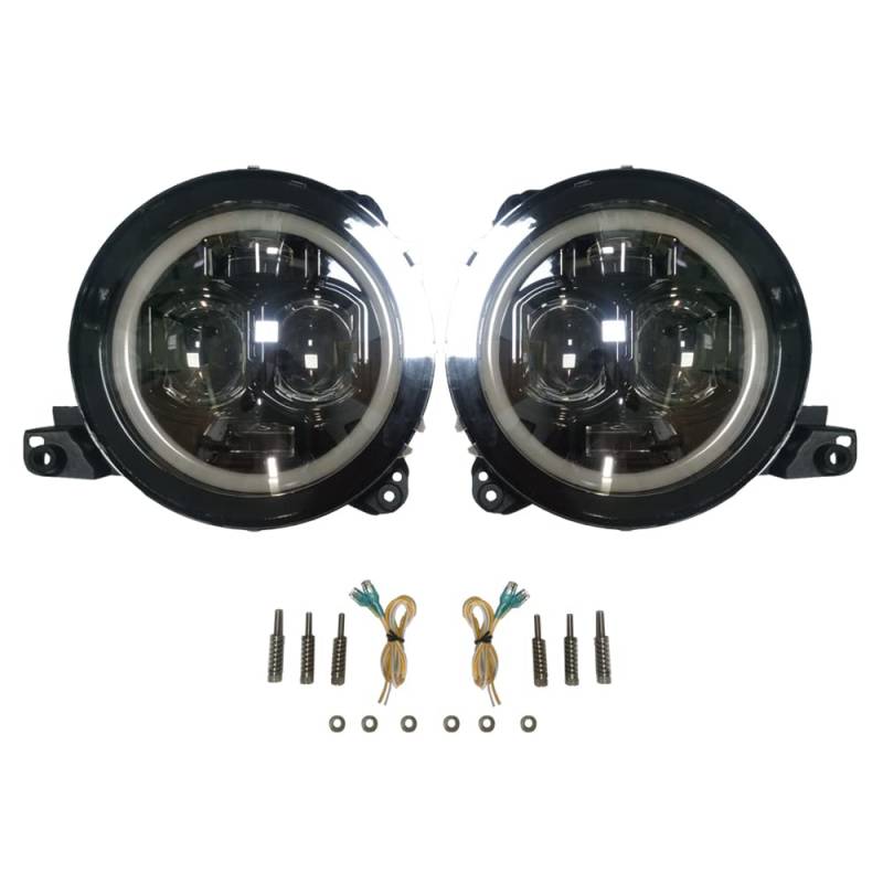 SXMA LED-Scheinwerfer-Scheinwerfer, H/L-Strahl, Blinker mit Angel Eyes, rund, 70 W, für Jee p JL W Rangler 2018++++ von SXMA