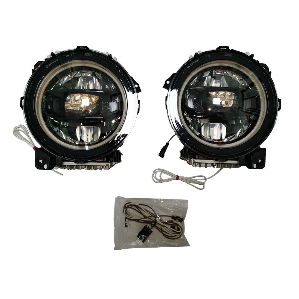 SXMA LED-Scheinwerfer Tagfahrlicht H/L Beam Blinker Licht mit weißem Lichtkreis 55W Scheinwerfer für Jee p Wrangler JL 2018+ von SXMA