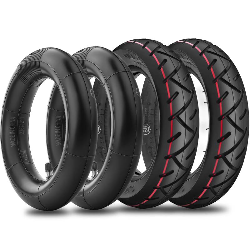 SYACHI 10x2.5 Inner Tube and Tire Set for Electric Scooter, Heavy Duty 60/70-6.5 Tire and Thicker 30% Rubber Inner Tube with Straight Valve, Fits Most Electric Scooters with 10 Inch Tires von SYACHI