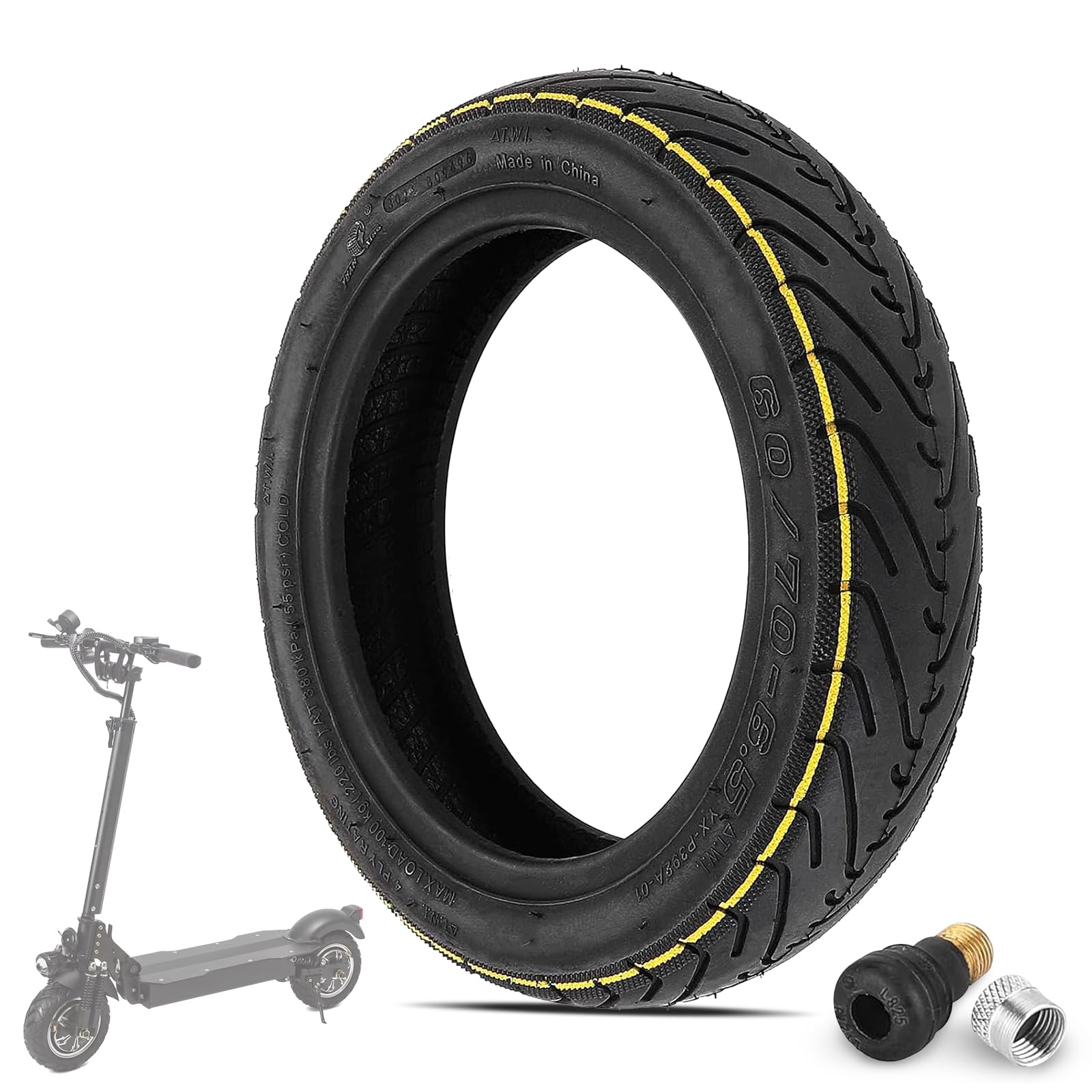 SYACHI Reifen 60/70-6.5 Tubeless Reifen Ersatzräder 10 Zoll Off-Road Ersatzreifen Abriebfest,Elektroroller Dicke Verschleißfeste Reifen 10 Zoll Rutschfester Schlauchloser Reifen von SYACHI