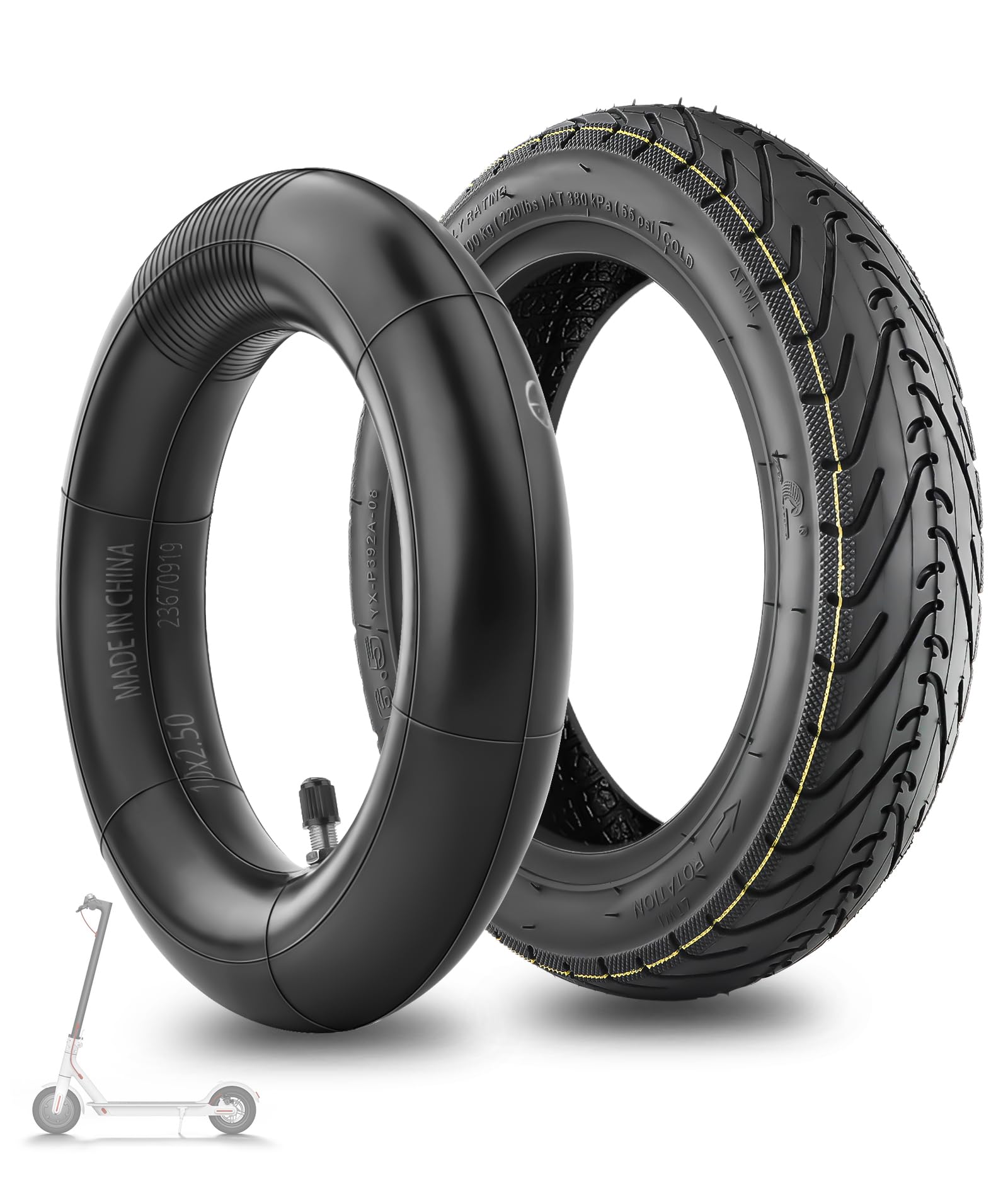 SYACHI Reifen 60/70-6.5 Tubeless Reifen Ersatzräder und Elektroroller Schlauch 10 Zoll Scooter Ersatzreifen,Selbstreparierende Tubeless Offroad Reifen für Ninebot Max G30D 2/G30 Max/G30E/G30LP von SYACHI