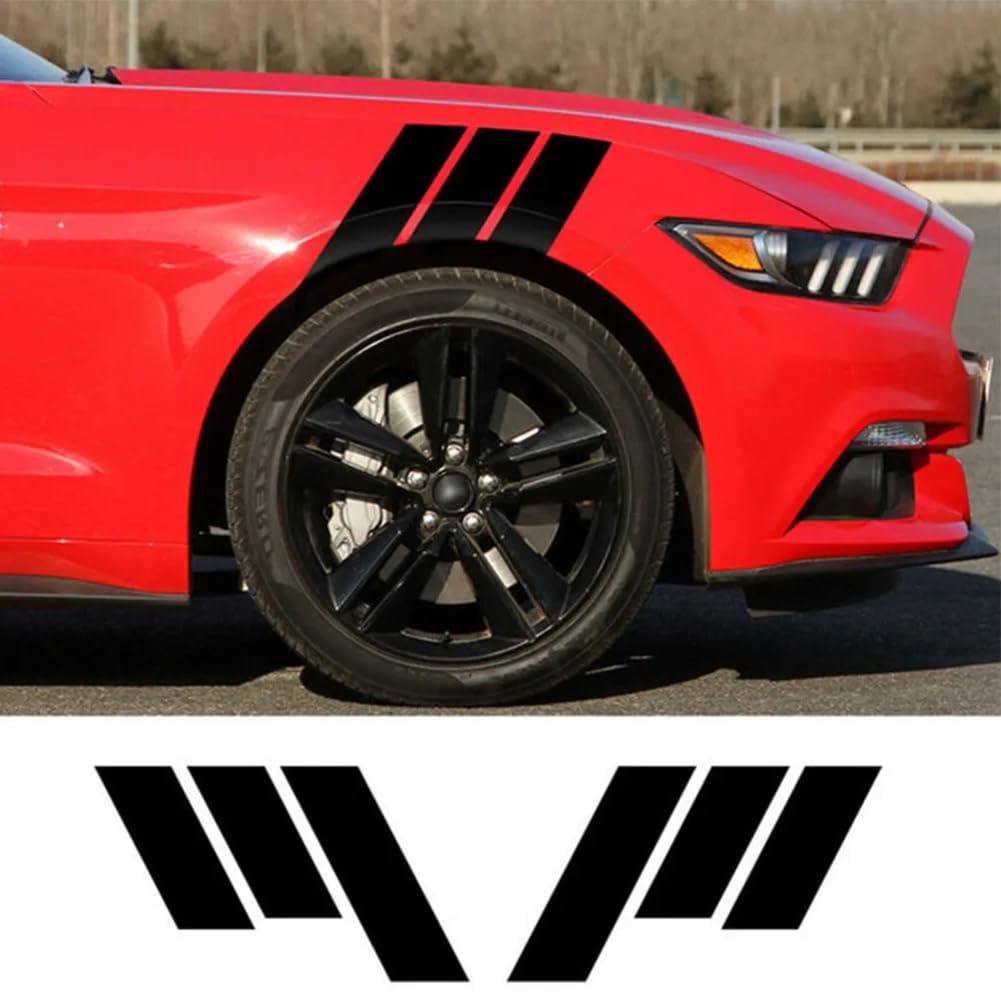 2pcs Rennwagen Kotflügel Hash Stripe Aufkleber Aufkleber Schwarz, für Ford Mustang 2015-18 von SYDKTWKM