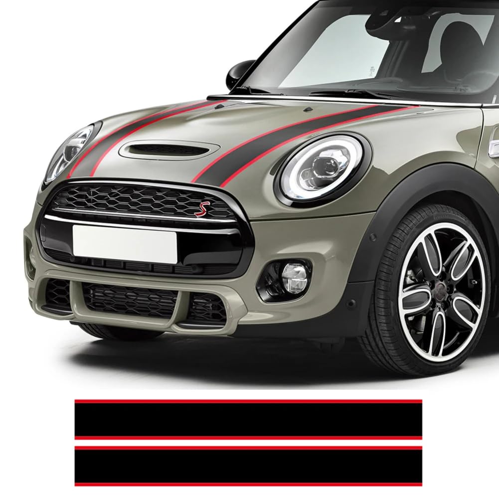 Auto Motorhaube Aufkleber Motor Abdeckung Rally Line Motorhaube Streifen DIY Aufkleber, für Mini Cooper R55 R56 R57 R58 R59 R60 R50 R52 R53 F54 F55 F60 von SYDKTWKM