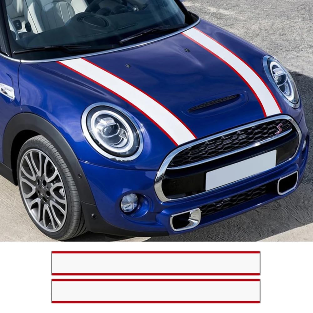 Auto Motorhaube Aufkleber Motorabdeckung Rally Line Motorhaube Streifen Aufkleber, für Mini Cooper R55 R56 R57 R58 R59 R60 R50 R52 R53 F54 F55 F56 F60 von SYDKTWKM