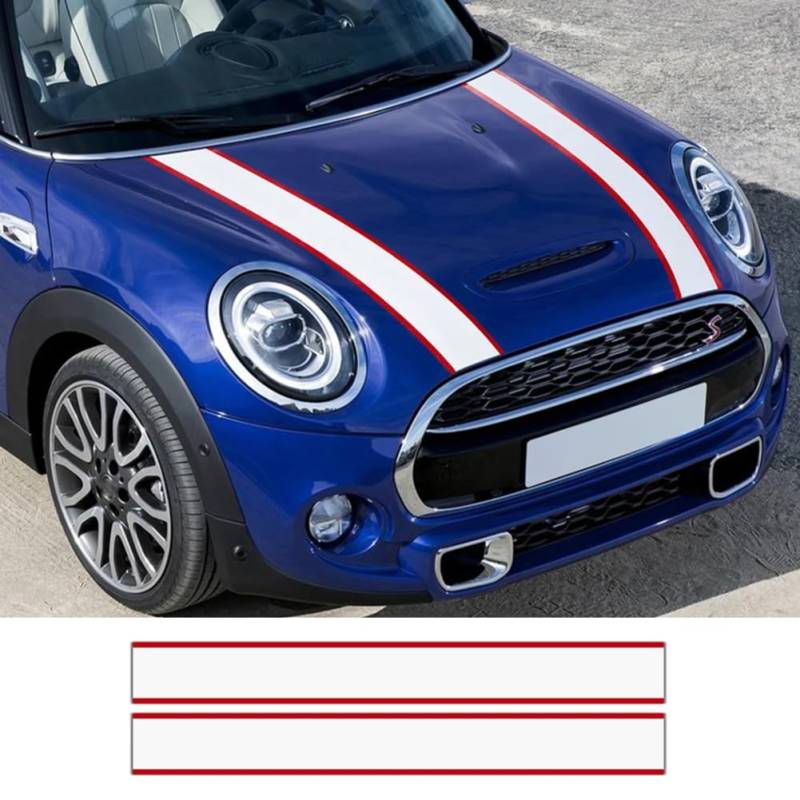 Auto Motorhaube Aufkleber Motorabdeckung Rally Line Motorhaube Streifen Aufkleber, für Mini Cooper R55 R56 R57 R58 R59 R60 R50 R52 R53 F54 F55 F56 F60 von SYDKTWKM