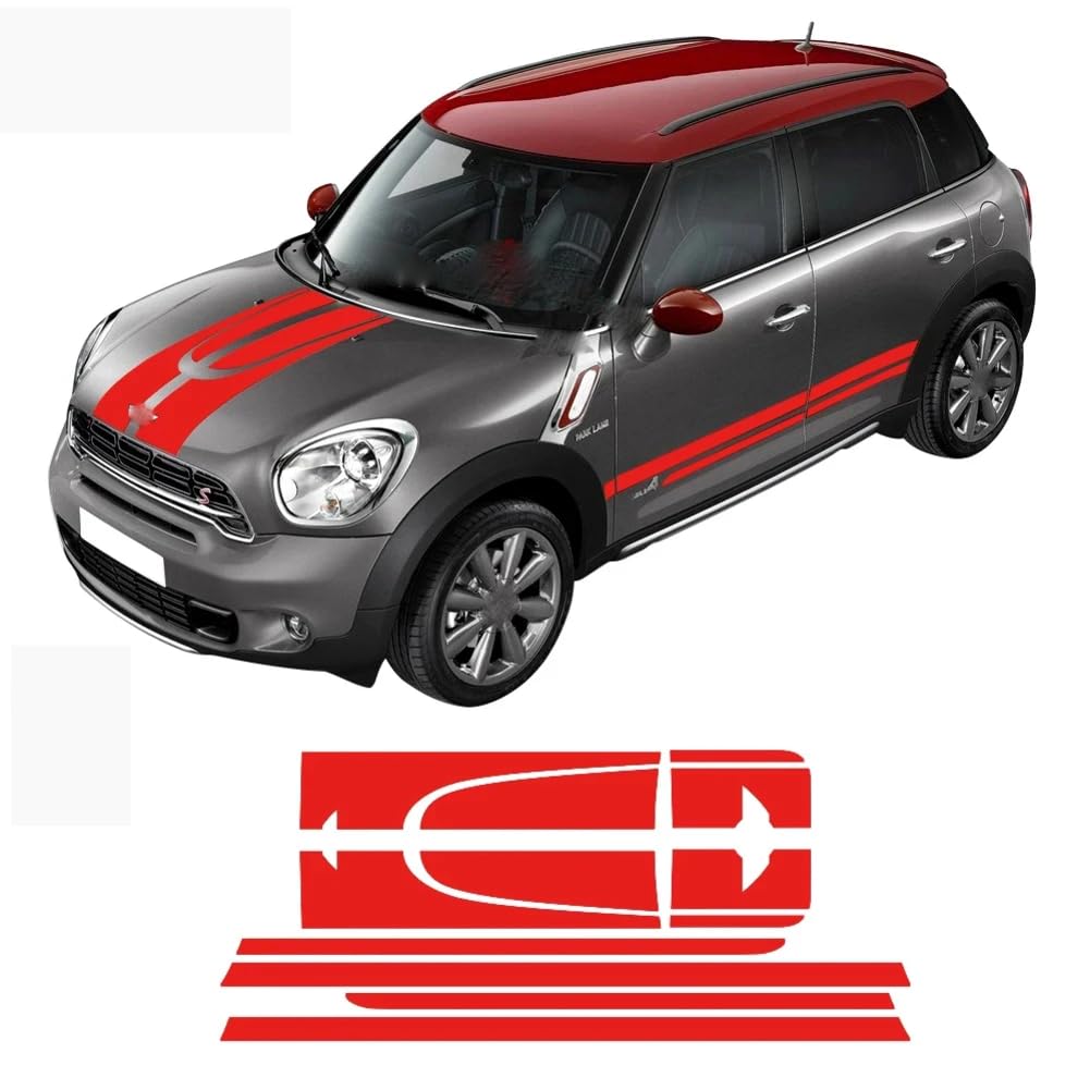 Auto Motorhaube Motorabdeckung Vinyl Kofferraum Heck Body Kit Aufkleber Seite Streifen Rock Aufkleber, für Mini Cooper Countryman R60 JCW Zubehör von SYDKTWKM