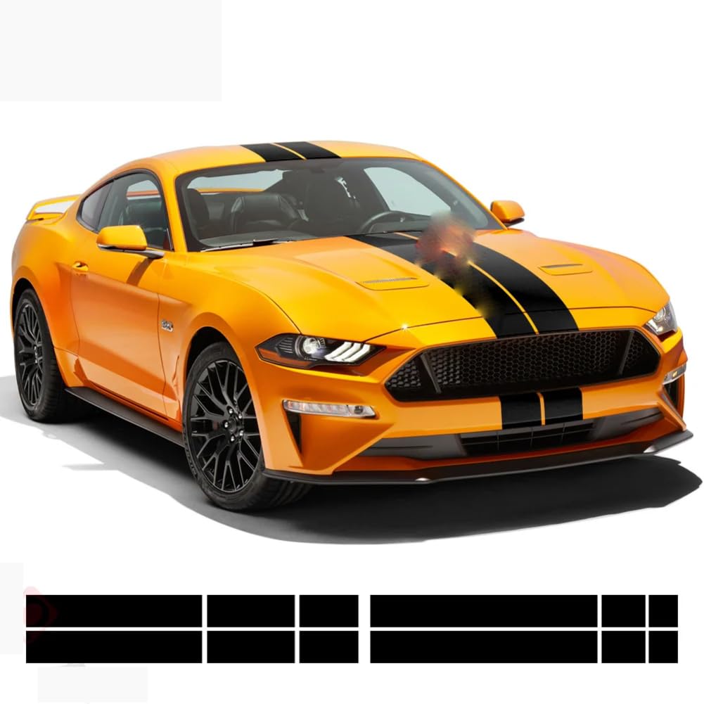 Car Racing Stripes Front to Rear Kit Wrap Vinyl Decal Aufkleber, für Ford Mustang 2009-2021 Zubehör von SYDKTWKM