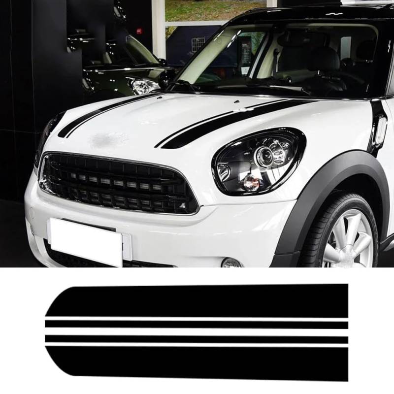 Motorhaube Aufkleber Motorhaube Racing Streifen Motorabdeckung Vinyl Aufkleber Aufkleber, für Mini Cooper Countryman R60 Clubman R55 2010-2016 von SYDKTWKM