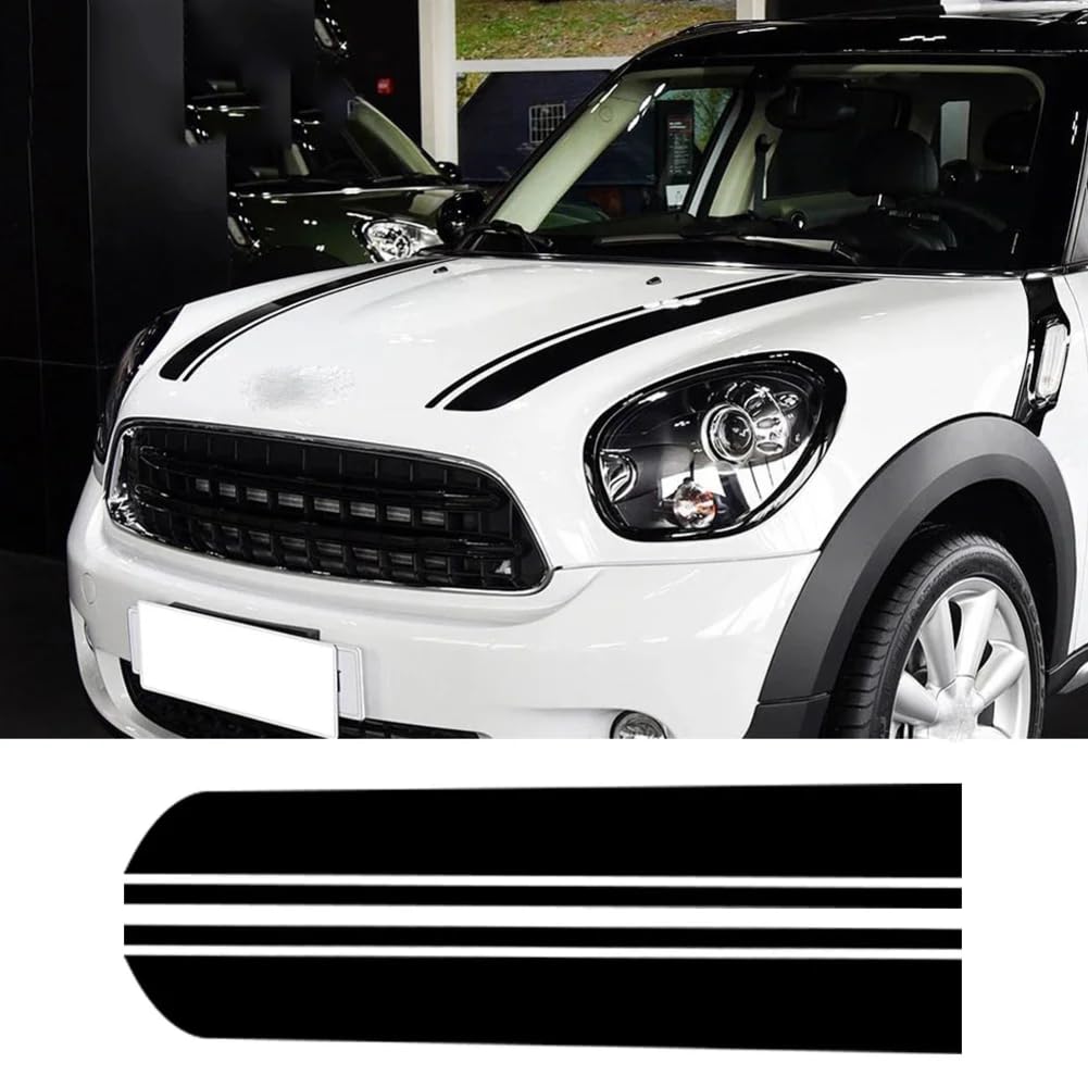 Motorhaube Aufkleber Motorhaube Racing Streifen Motorabdeckung Vinyl Aufkleber Aufkleber, für Mini Cooper Countryman R60 Clubman R55 2010-2016 von SYDKTWKM