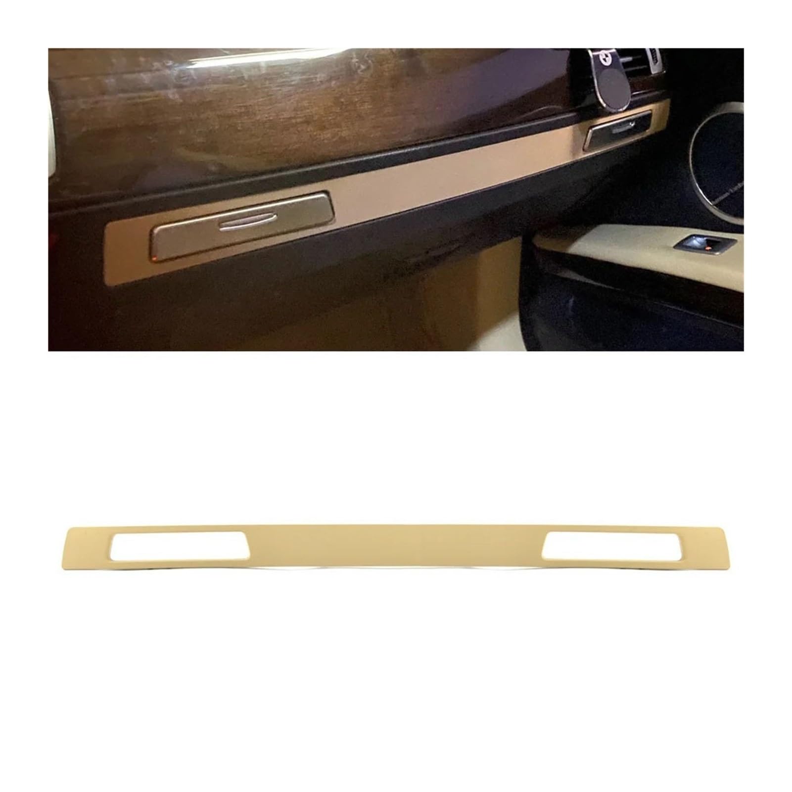 SYFCSEW Auto-Wasserbecherhalter-Panel Innenstreifenverkleidung LHD Kompatibel Mit BMW E90 E91 E92 E93 2005–2012 Auto-Innenzubehör(Beige) von SYFCSEW