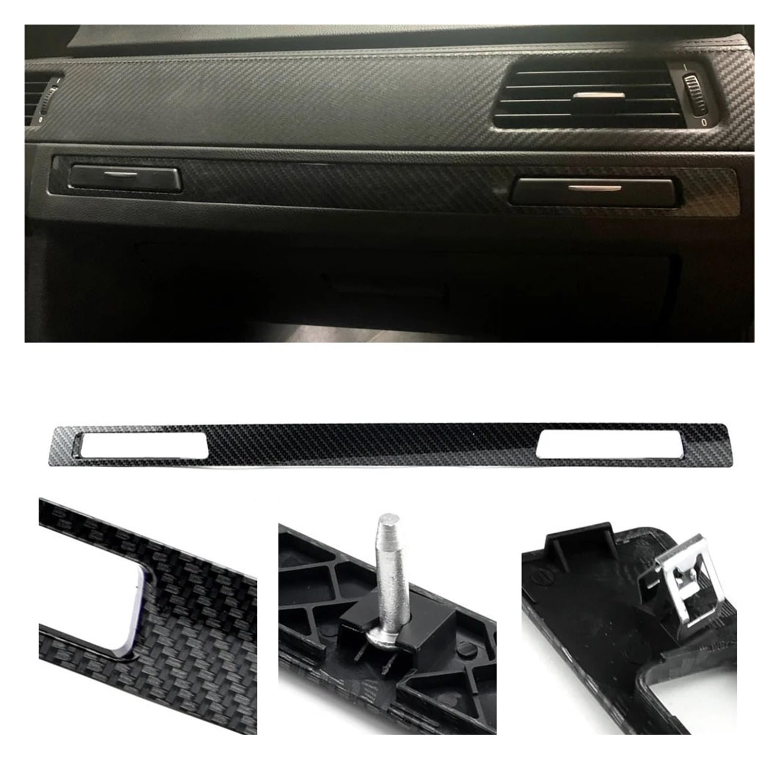 SYFCSEW Auto-Wasserbecherhalter-Panel Innenstreifenverkleidung LHD Kompatibel Mit BMW E90 E91 E92 E93 2005–2012 Auto-Innenzubehör(Carbon Fiber) von SYFCSEW