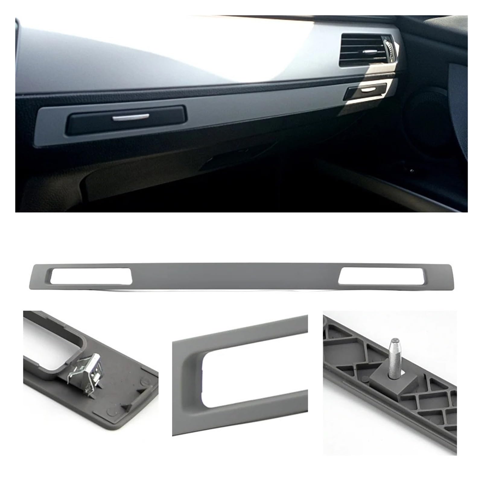 SYFCSEW Auto-Wasserbecherhalter-Panel Innenstreifenverkleidung LHD Kompatibel Mit BMW E90 E91 E92 E93 2005–2012 Auto-Innenzubehör(Grey) von SYFCSEW