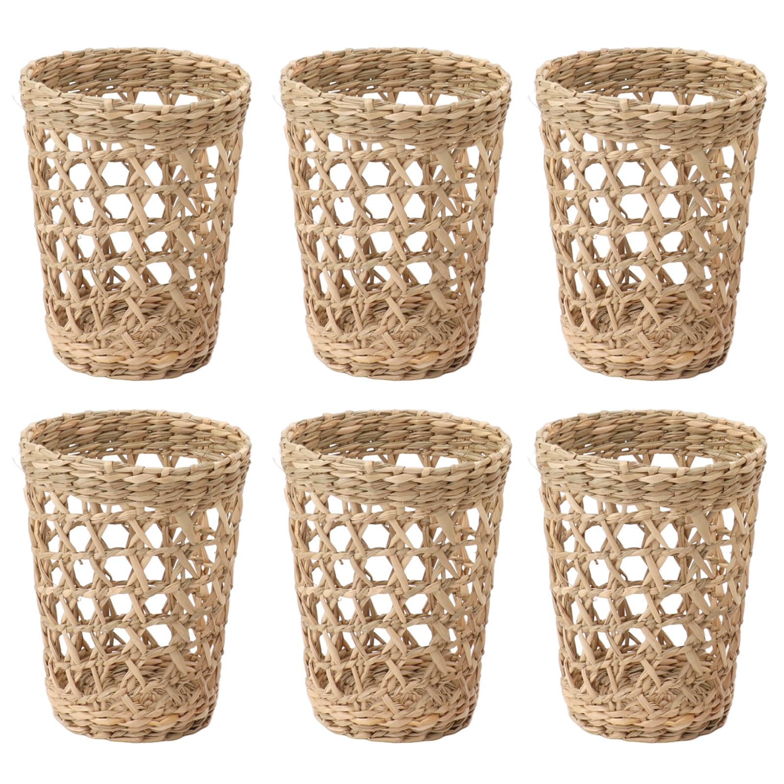 6 PCs Vintage Rustikale gewebte Tasse Rattan -Glaswaren Set für Glasflaschen Plastikbecher für Heimreise Multicolor von SYH&AQYE