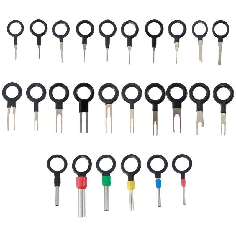 26 PCS Terminal Ejector Kit Entfernung Werkzeugsatz für Auto KFZ Kabel Stecker Ausbau Werkzeug Auspinnwerkzeug Wire Connector Pin Release Key Extractor Tools Set für Meisten Steckverbinder Terminals von SYHSYC