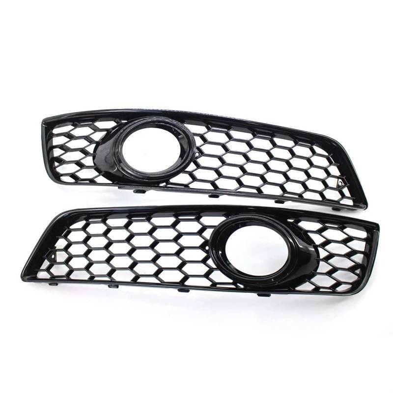 Frontstoßstangengrill 2PCS Auto Honeycomb Hex Front Nebel Licht Grill Lampe Kühlergrill Abdeckung Für A3 8P 2009 2010 2011 2012 2013 8P0807682D 8P0807681D Nebelscheinwerfer Gitter(Glänzend schwarz) von SYLTER