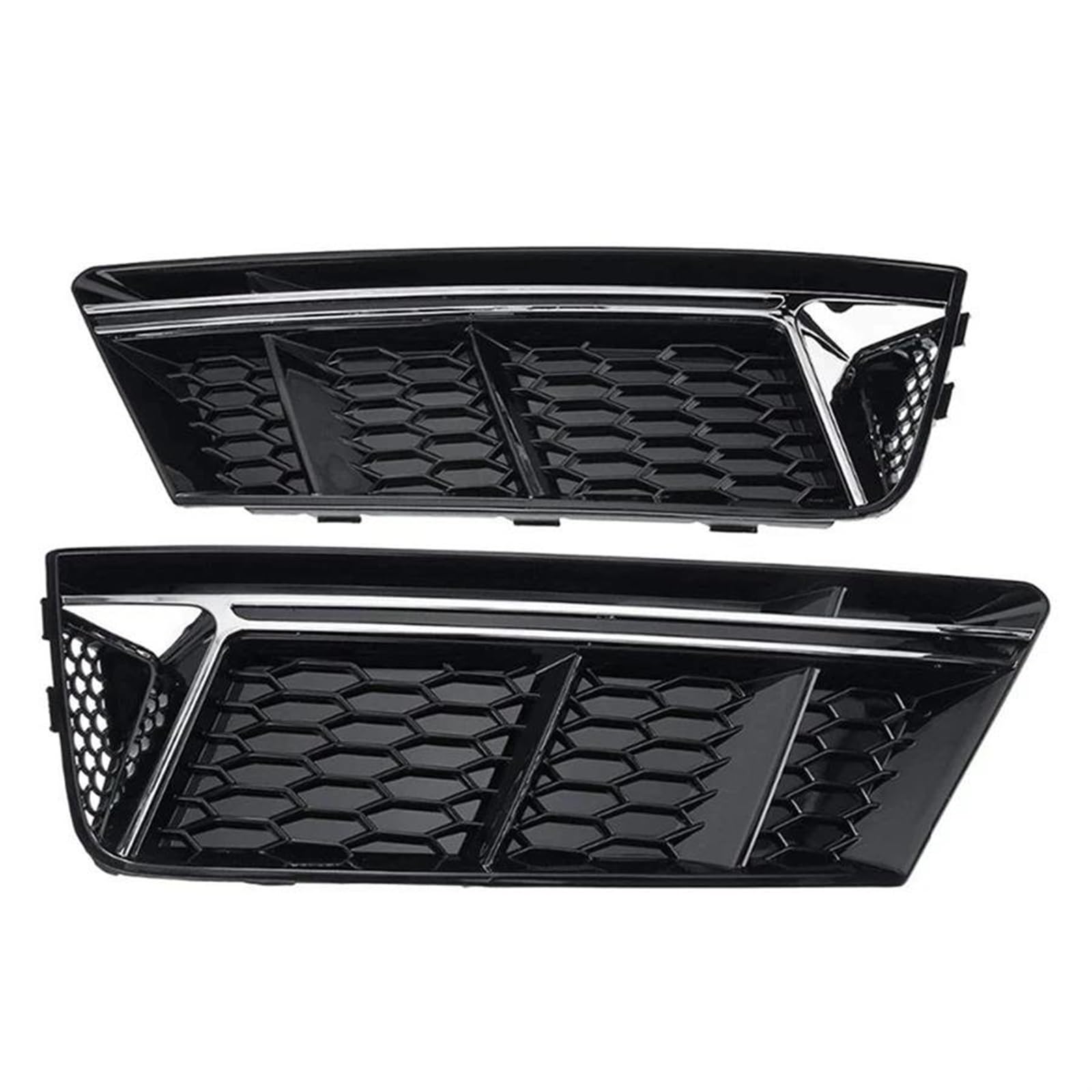 Frontstoßstangengrill 2Pcs Nebelscheinwerfer Grill Unteren Stoßfänger Grille Chrom Honeycomb Mesh Grille Abdeckung für A4L B9 2016 2017 2018 Auto Zubehör Nebelscheinwerfer Gitter(Chrome) von SYLTER