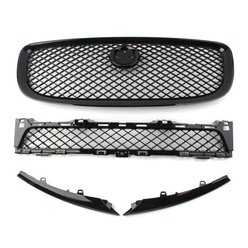 Frontstoßstangengrill 4 Stücke Auto Vorderen Stoßfängergrill Oberen + Unteren Mesh Grill Zubehör Für Jaguar XJ 2010 2011 2012 2013 2014 2015 Glänzend Schwarz Nebelscheinwerfer Gitter von SYLTER