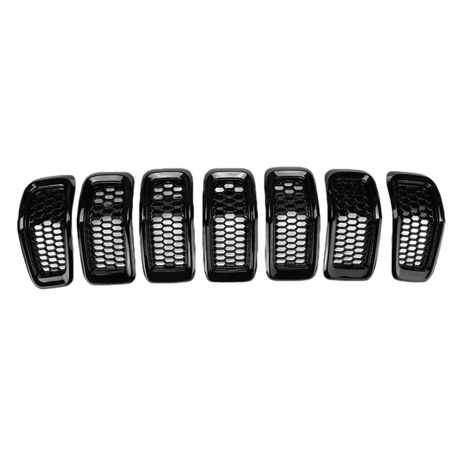 Frontstoßstangengrill 7PCS Auto Vorderen Stoßfänger Zentrale Grill Abdeckung Trim Mesh Honeycomb Racing Gitter Für Jeep Für Cherokee 2014 2015 2016 2017 2018 Nebelscheinwerfer Gitter(Schwarz) von SYLTER