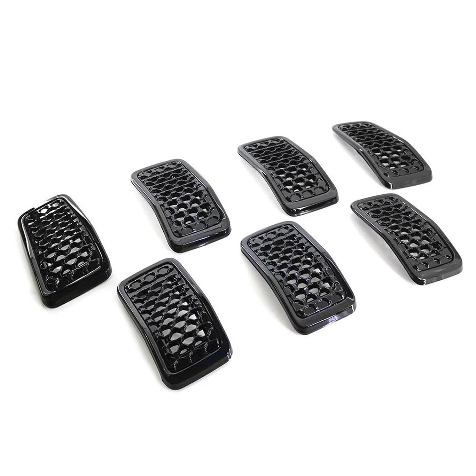 Frontstoßstangengrill 7Pcs Glänzend Schwarz/Chrom Auto Vorderen Stoßfänger Niere Mesh Grille Für Jeep Für Cherokee 2019 2020 2021 2022 zubehör Nebelscheinwerfer Gitter(Glänzend schwarz) von SYLTER