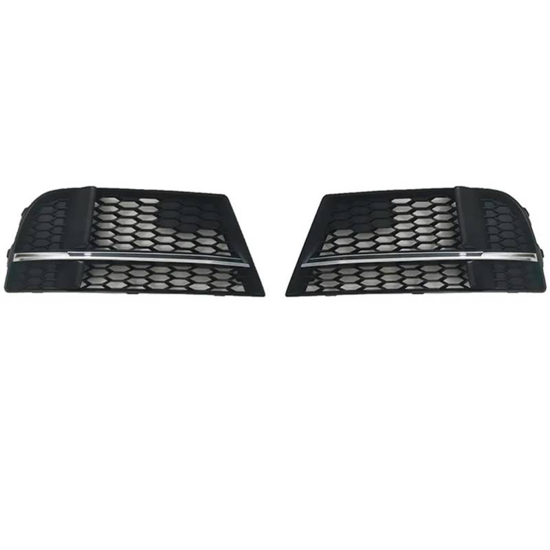 Frontstoßstangengrill Auto Front Stoßstange Nebel Licht Kühlergrill Honeycomb HEX Nebel Lampe Grill Abdeckung Für A3 S3 2017 2018 2019 2020 Auto Styling Nebelscheinwerfer Gitter(Chrome Black) von SYLTER