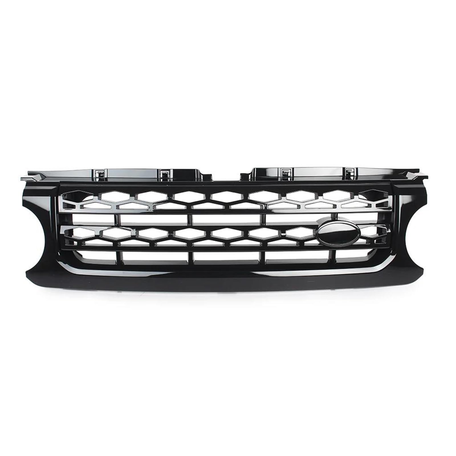 Frontstoßstangengrill Auto Frontgrill Oberer Netzgrill für Land für Rover LR4 für SUV-Basis 2010 2011 2012 2013, glänzendes schwarzes ABS mit Emblem Nebelscheinwerfer Gitter von SYLTER