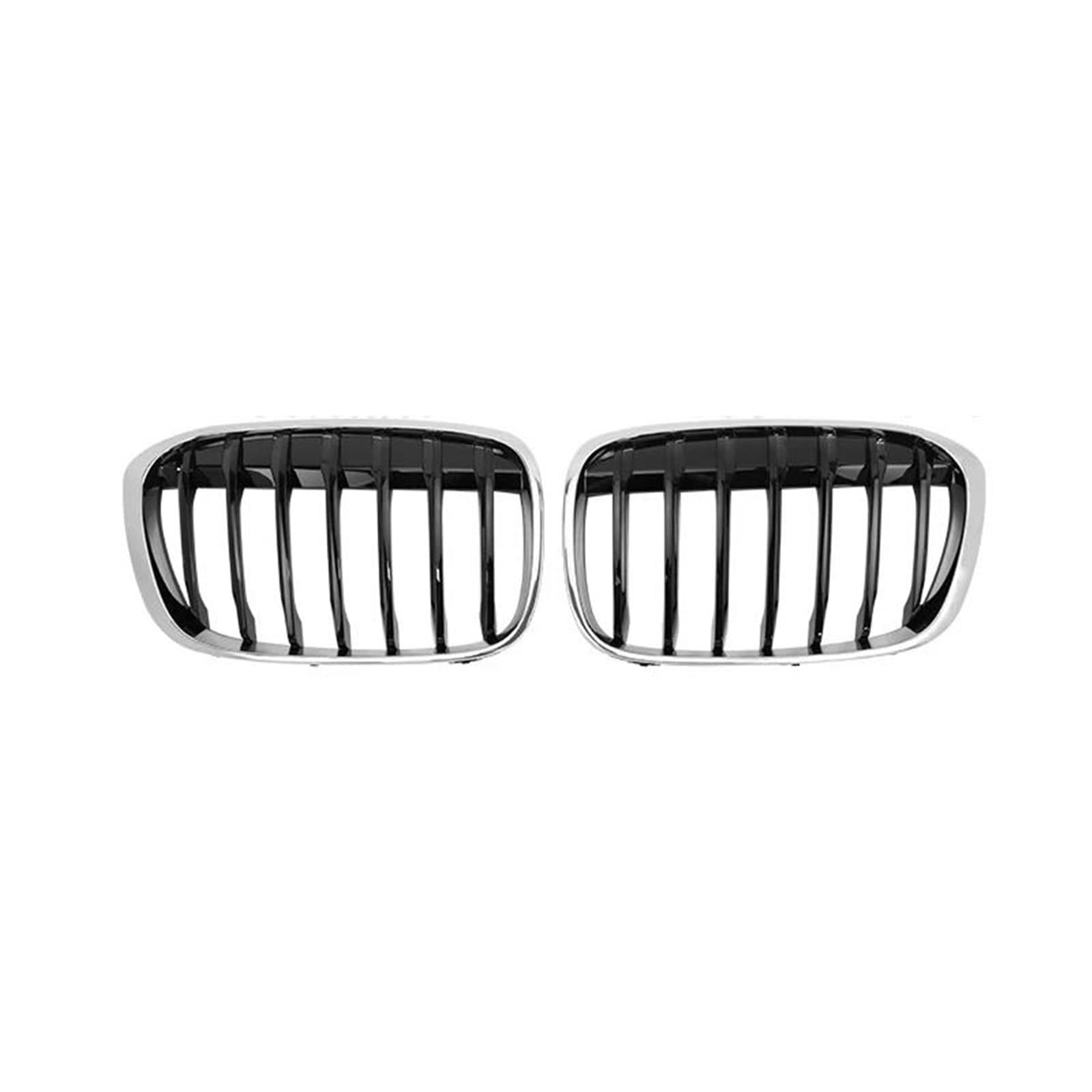 Frontstoßstangengrill Chrom Auto Front Niere Stoßstange Grille Racing Grills Gitter Für X1 F48 F49 2016-2019 Silber Rahmen schwarz Core Grill Auto ABS Nebelscheinwerfer Gitter von SYLTER