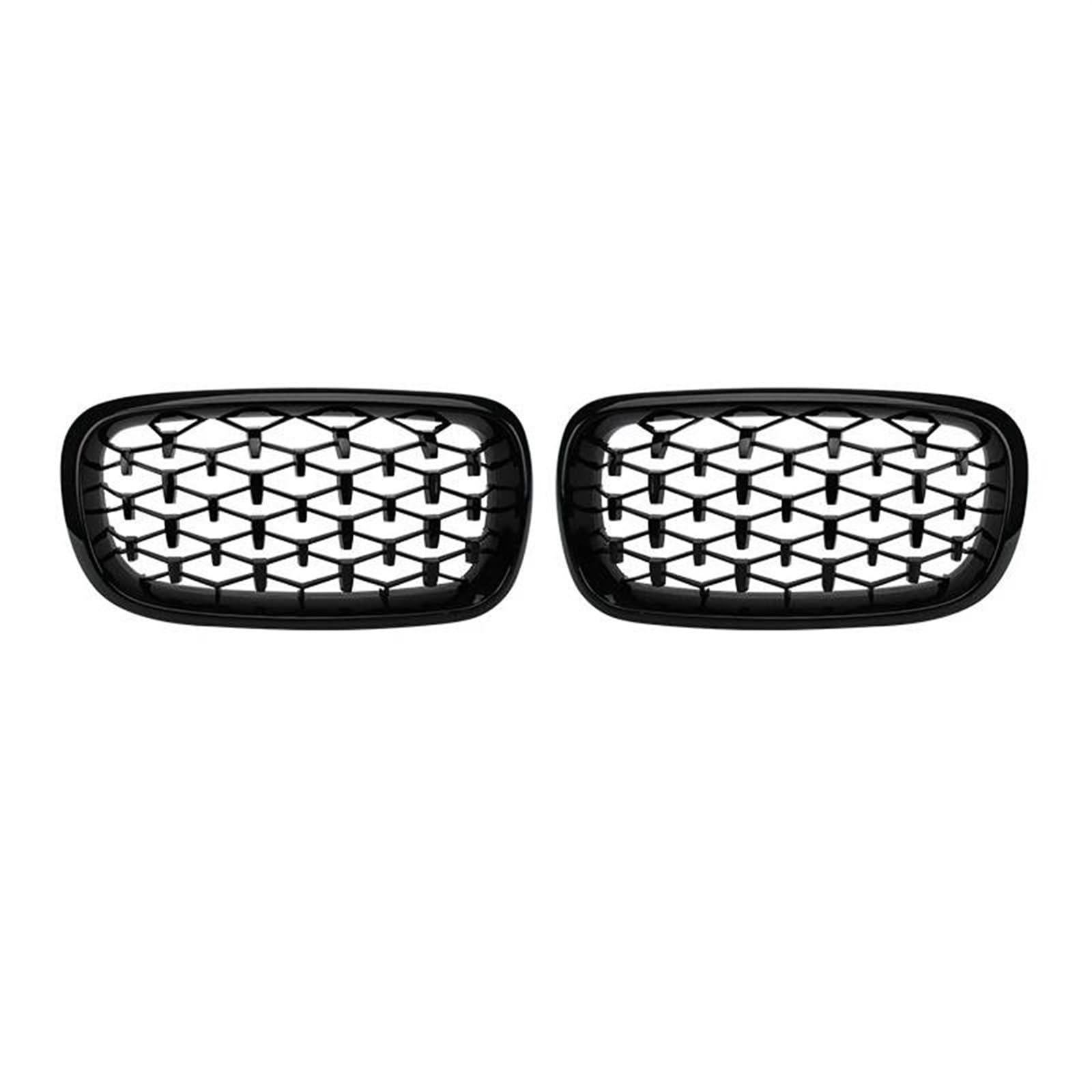 Frontstoßstangengrill Diamant Auto Fronthaube Niere Kühlergrill Stoßstange Racing Grill Für F15 X5 F16 X6 2014-2017 Auto ABS Grille Zubehör Nebelscheinwerfer Gitter(Voll schwarz) von SYLTER