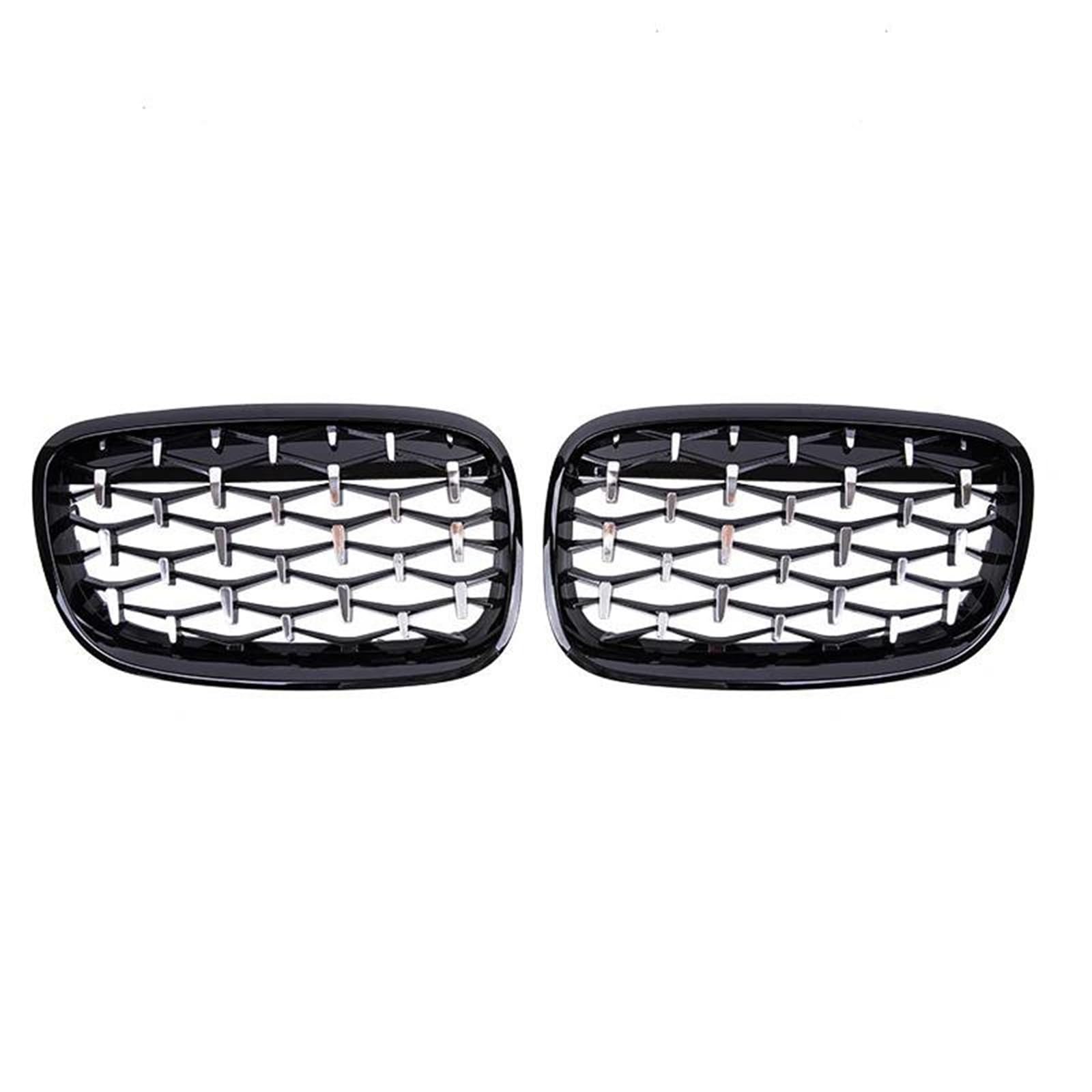 Frontstoßstangengrill Diamond Kidney Grille Racing Grills Auto Frontgrills Autogitter für X5 X6 E70 E71 2008 2009 2010 2011 2012 2013 Nebelscheinwerfer Gitter(Black Silver) von SYLTER