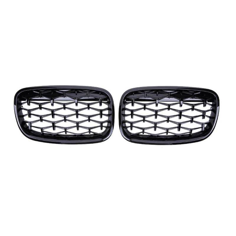 Frontstoßstangengrill Diamond Kidney Grille Racing Grills Auto Frontgrills Autogitter für X5 X6 E70 E71 2008 2009 2010 2011 2012 2013 Nebelscheinwerfer Gitter(Schwarz) von SYLTER