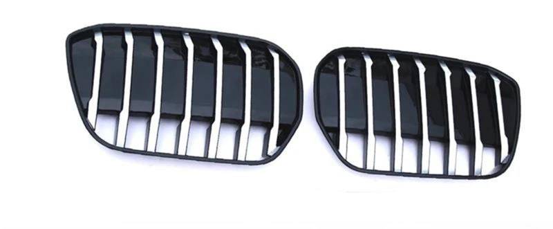 Frontstoßstangengrill Front Stoßstange Nieren Grill Für G08 IX3 2020 2021 2022 2023 Lufteinlass Grille Auto Racing Gitter Körper kit Nebelscheinwerfer Gitter(Silber) von SYLTER