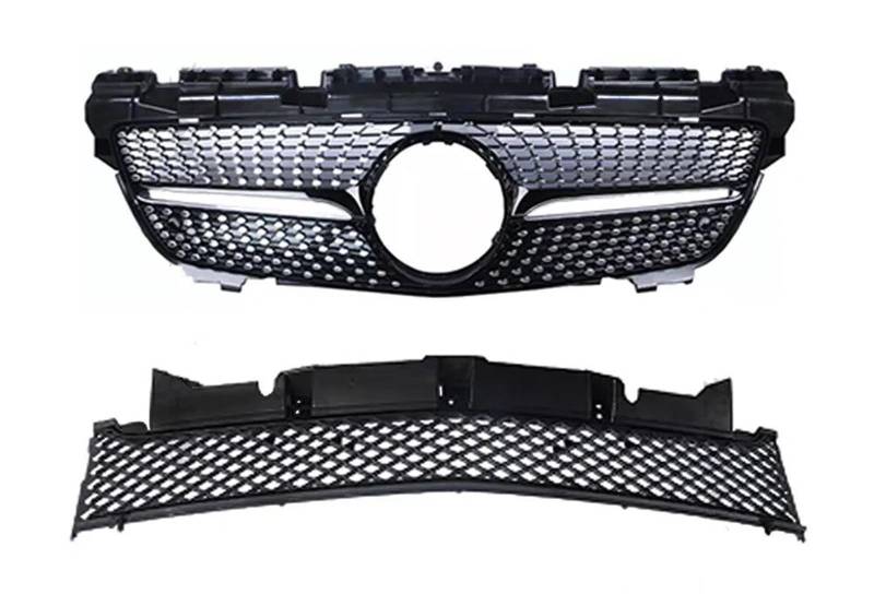 Frontstoßstangengrill Fronteinlassgitter Racing Grill Zubehör Facelift Haube Mesh Grid für Mercedes für Benz R172 SLK 2011 2012 2013 2014 2015 Nebelscheinwerfer Gitter(Diamond Black) von SYLTER