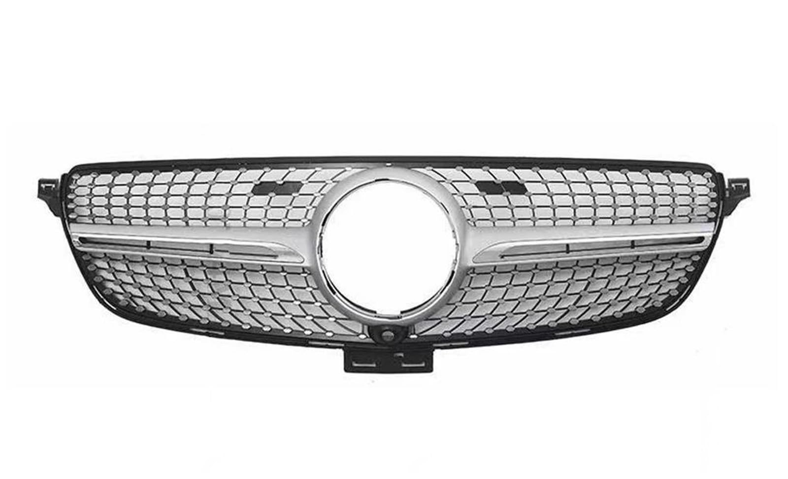 Frontstoßstangengrill Frontgrill Racing Stoßstange Grill Diamant Styling Ersatz Für Mercedes Für Benz Für GLE W166 320 350 400 300 500 2015-2019 Nebelscheinwerfer Gitter(Diamond Silvery) von SYLTER