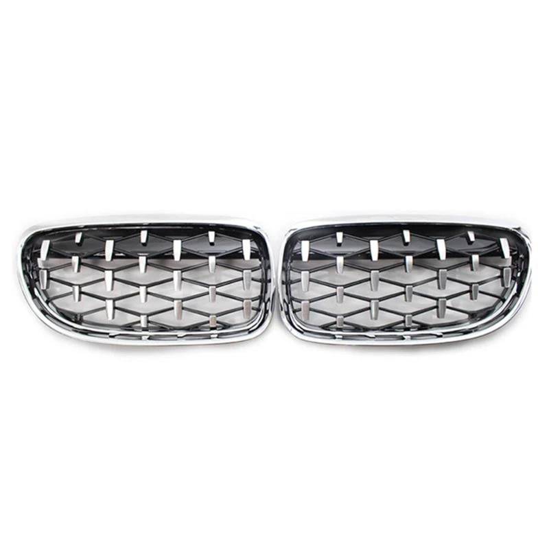 Frontstoßstangengrill Für E90 E91 318i 320i 325i 328i 2009-2012 Diamond Grills Auto Nierengitter Frontstoßstange Racing Grill Auto Styling Gitter Nebelscheinwerfer Gitter(All Silver) von SYLTER