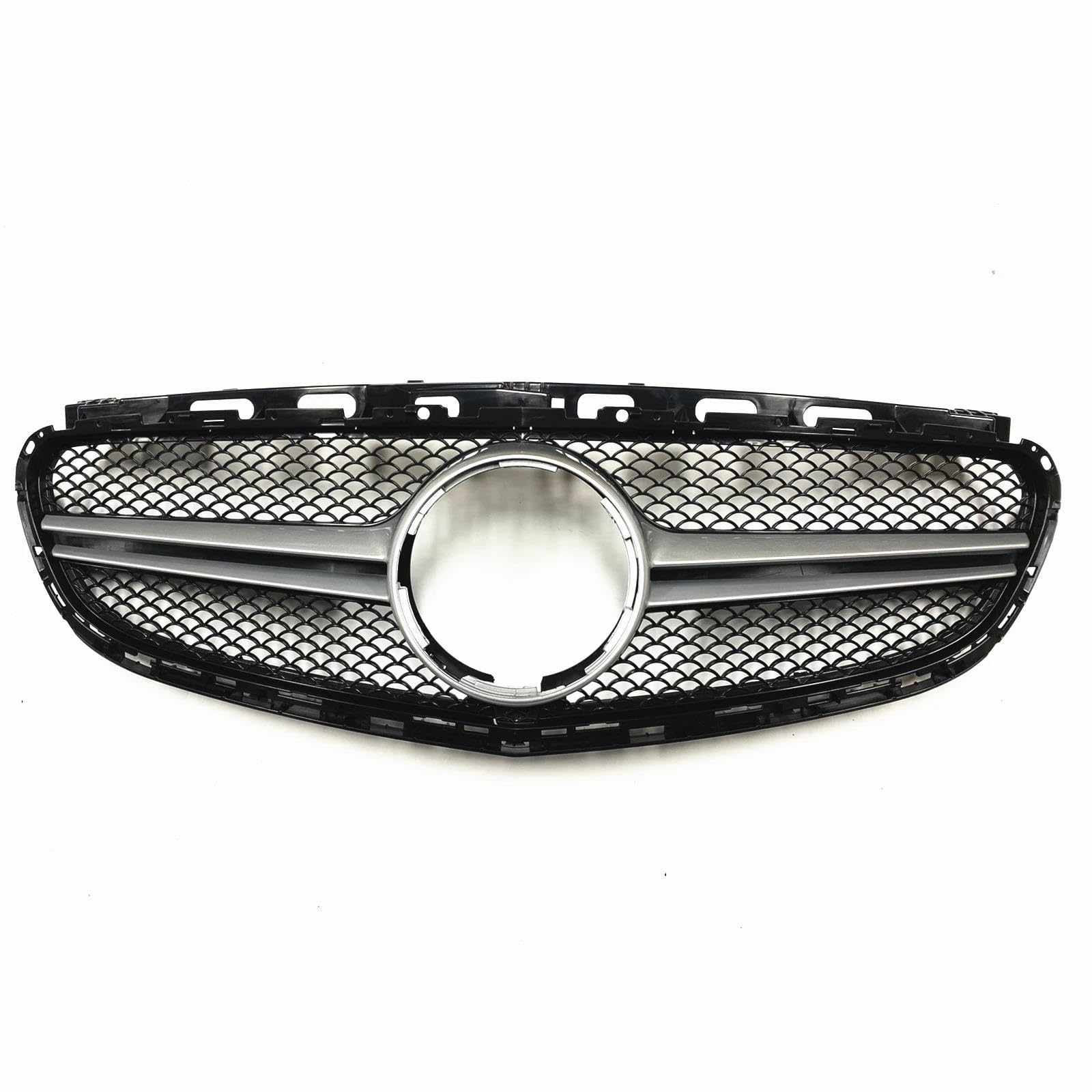 Frontstoßstangengrill Für Mercedes Für Benz E-Klasse W212 E200 E250 E300 E350 Für AMG 2014 2015 2016 Frontgrill Schwarz/Silber Obere Stoßstange Haube Mesh Nebelscheinwerfer Gitter(Silber) von SYLTER