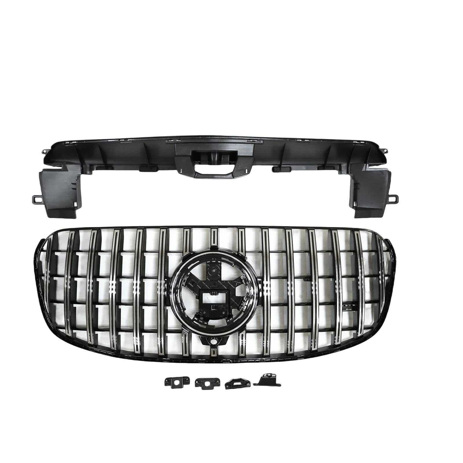 Frontstoßstangengrill Für Mercedes Für Benz X167 GLS Klasse GLS450 GLS500 GLS580 2024 Kühlergrill Racing Grill Auto Oberen Stoßstange Haube Mesh Gitter Nebelscheinwerfer Gitter(Silber) von SYLTER