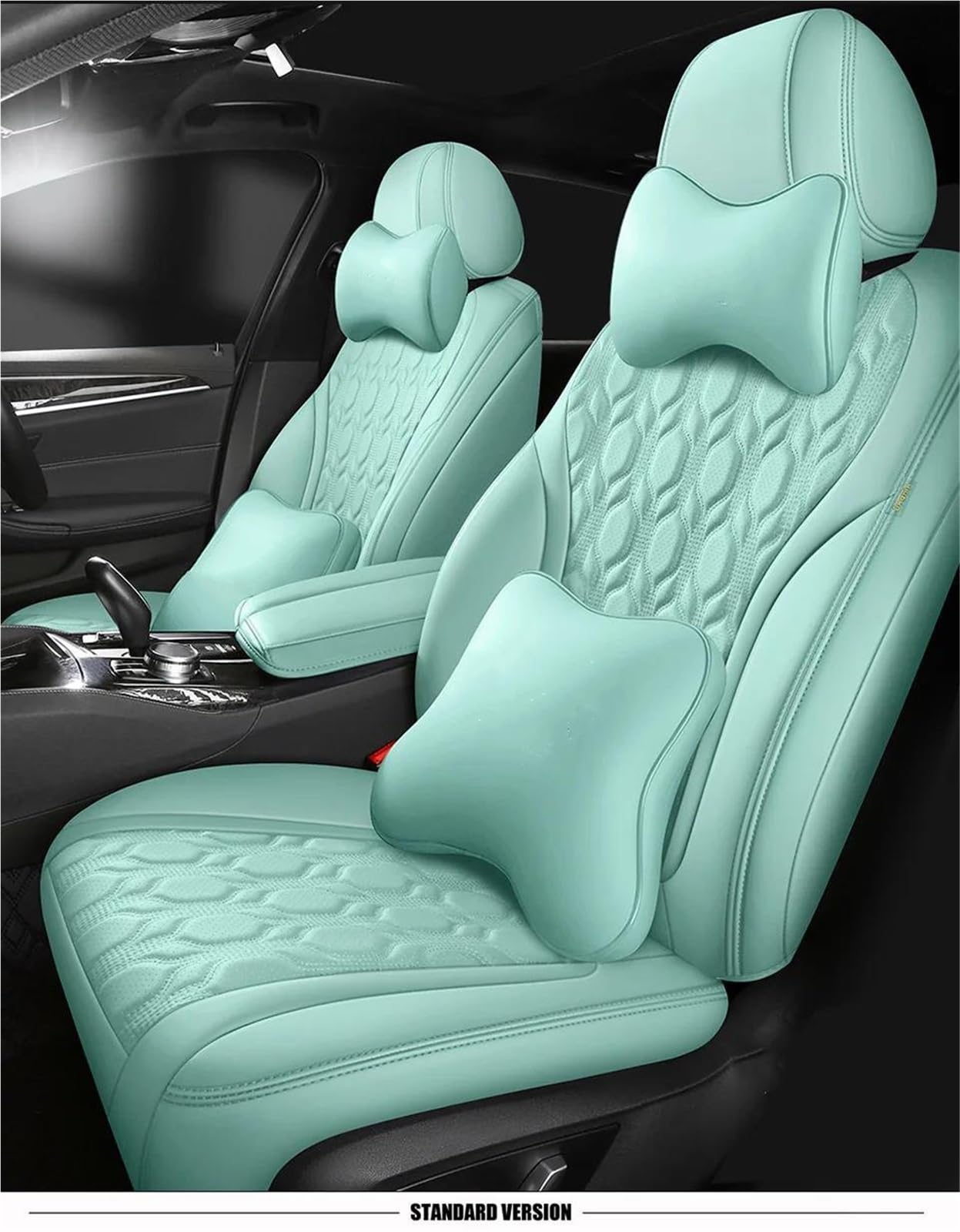 SYLTER Sitzbezüge Auto Auto Seat Protector Abdeckung Für VW Für Golf 7 Für Passat B5 B6 B8 Für Polo Für Touran Für Touareg für Tiguan All-Inclusive Kissen Vordersitzbezüge(Green+Pillow) von SYLTER