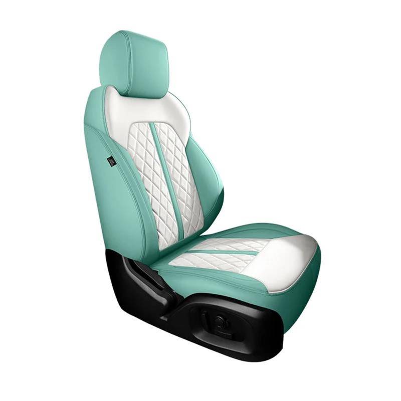 SYLTER Sitzbezüge Auto Auto Sitz Abdeckung Für Volvo V40 2013 2014 2015 2016 2017 2018 2019 Zubehör Innen Komplette Set Autos Custom Leder Vordersitzbezüge(GRÜN) von SYLTER