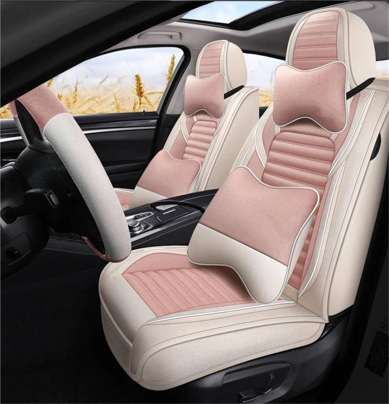 SYLTER Sitzbezüge Auto Autositzbezüge Komplettset für Golf 8 Autositzbezüge Autositzkissen Zubehör Innenausstattung Vordersitzbezüge(Pink 9PCS) von SYLTER