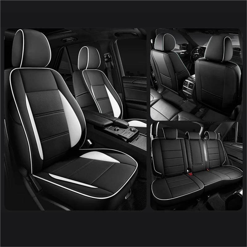 SYLTER Sitzbezüge Auto Benutzerdefinierte Leder Auto Sitzbezug für Mazda für cx5 2015 2016 2017 Automobile Auto Zubehör Innenräume Teile voller Satz Vordersitzbezüge(Black White 5 pCs) von SYLTER