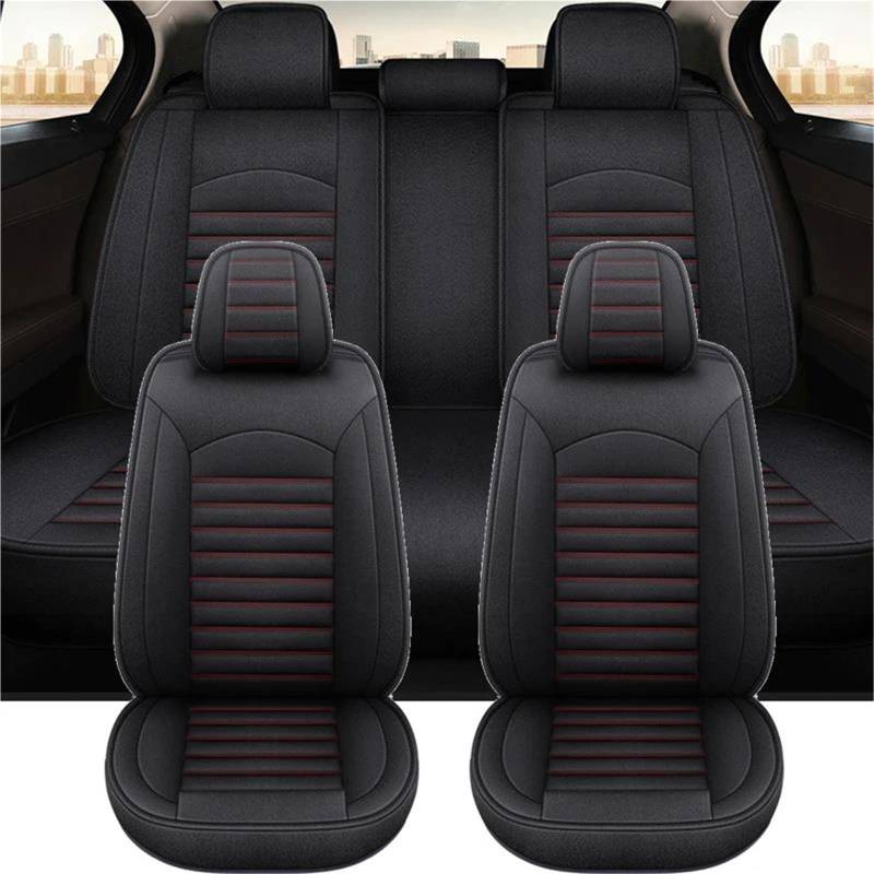 SYLTER Sitzbezüge Auto Flax Automobiles Autositzbezug Komplettset für Chevy für Orlando Autozubehör Innenausstattung Vordersitzbezüge(Black 5PCS) von SYLTER