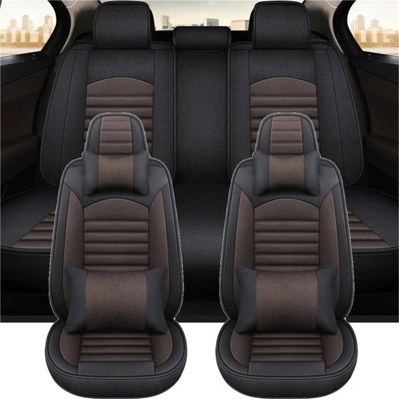 SYLTER Sitzbezüge Auto Flax Automobiles Autositzbezug Komplettset für Citroen Für C3 Autozubehör Innenausstattung Vordersitzbezüge(Brown 9PCS) von SYLTER