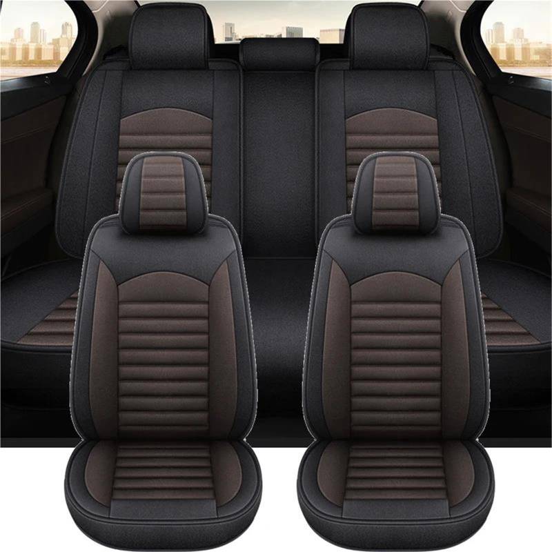 SYLTER Sitzbezüge Auto Flax Automobiles Autositzbezug Komplettset für Focus für mk3 Autozubehör Innenräume Vordersitzbezüge(Brown 5PCS) von SYLTER