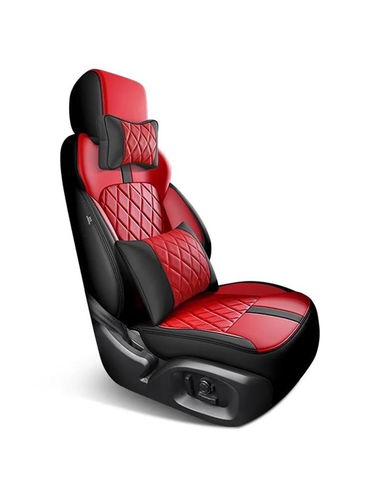 SYLTER Sitzbezüge Auto Komplettes Set Custom Leder Autositzbezüge für Volvo V60 2012 2013 2014 2015 Auto Zubehör Innen Ersatzteile Vordersitzbezüge(Bk red+Pillow) von SYLTER