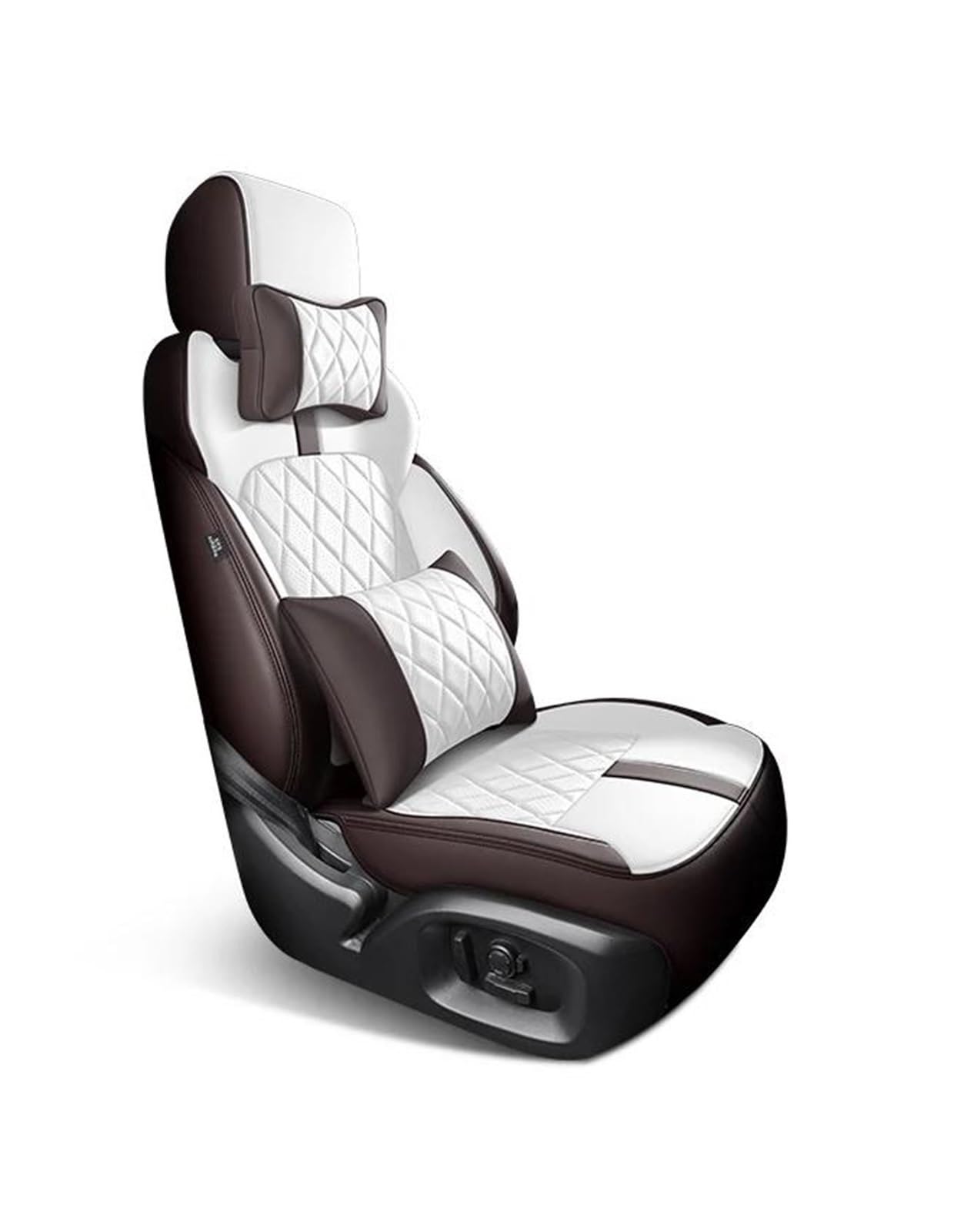 SYLTER Sitzbezüge Auto Komplettes Set Custom Leder Autositzbezüge für Volvo V60 2012 2013 2014 2015 Auto Zubehör Innen Ersatzteile Vordersitzbezüge(WH BN+Pillow) von SYLTER