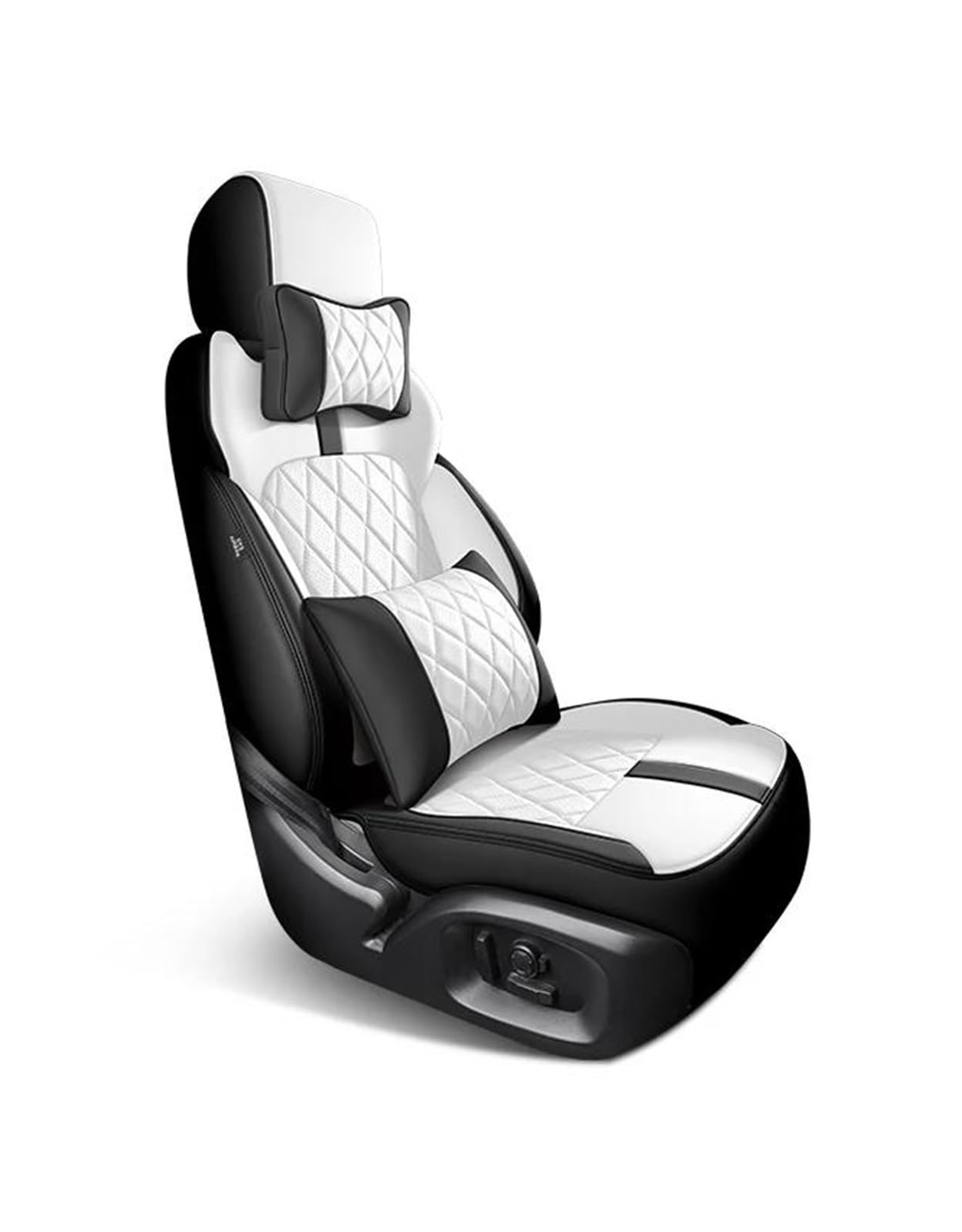 SYLTER Sitzbezüge Auto Komplettes Set Custom Leder Autositzbezüge für Volvo XC60 2011 2012 2013 2014 2015 Auto Zubehör Innen Ersatzteile Vordersitzbezüge(Bk White+Pillow) von SYLTER