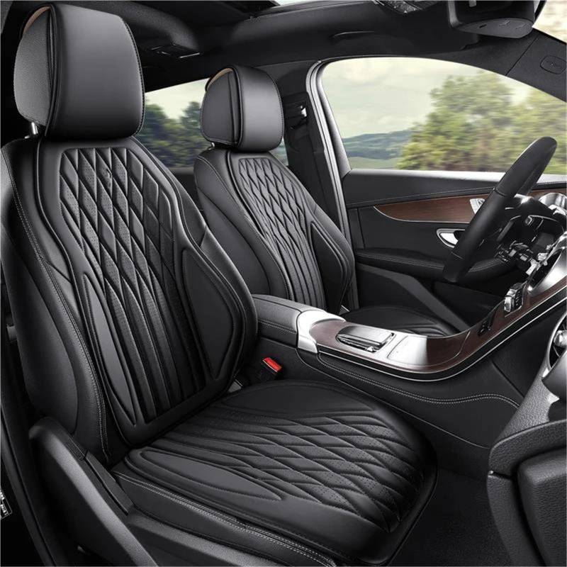 SYLTER Sitzbezüge Auto Luxuriöser kompletter Leder-Autositzbezug Für Alfa Für Romeo Für Mito Innenausstattung Vordersitzbezüge(Black 5PCS) von SYLTER