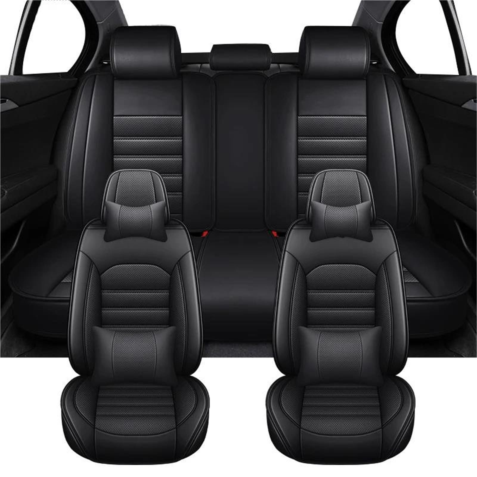 SYLTER Sitzbezüge Auto Vollständiger Satz Autositzbezüge für Chevy für Captiva für Tracker für Cruze für Sonic für Orlando für Onix für Spark für Cobalt Vordersitzbezüge(Black+Pillow) von SYLTER